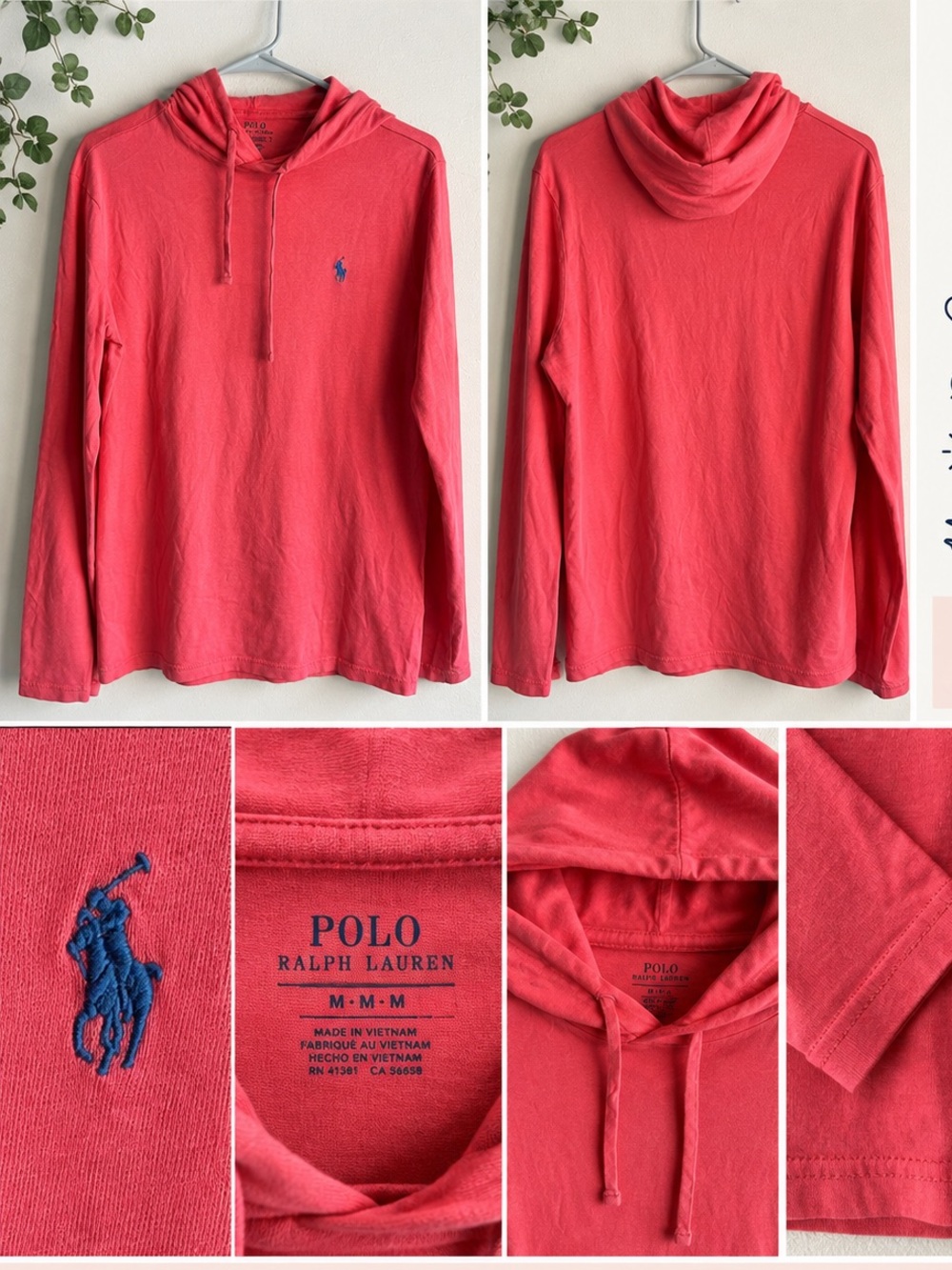 Men’s Polo Ralph Lauren lightweight hooded long-sleeve shirt, Size Medium